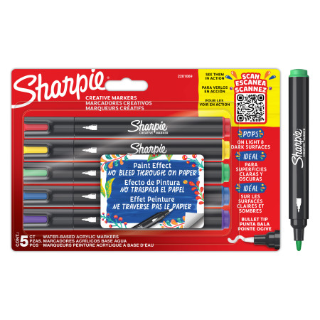 Sharpie Acrylic Creative Marker - Bullet Point - Assorted (Blister of 5)